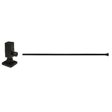 Westbrass 20" Flat Head Toilet Supply Kit with Square Handle 1/4-Turn Angle Stop, Oil Rubbed Bronze D105QST-12